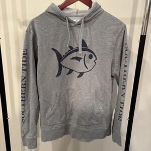 Southern Tide Hoodie Gray Medium Fish Logo Pullover Sweatshirt